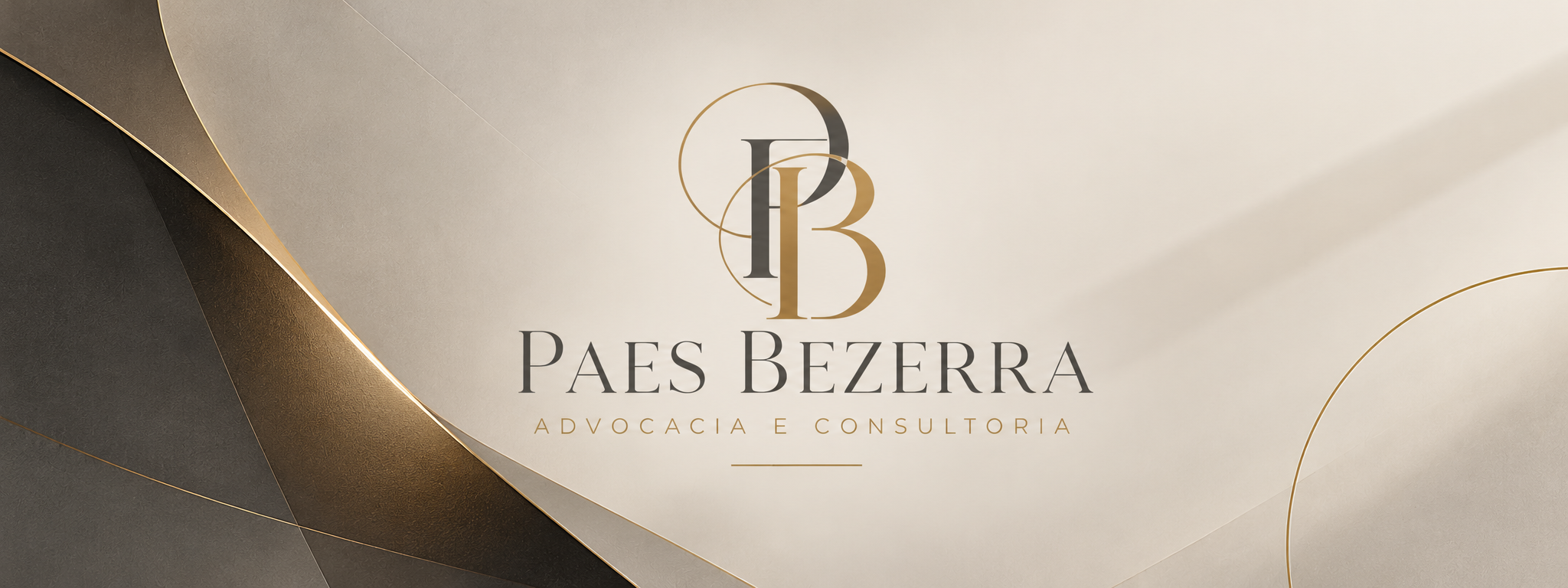 Identidade visual Paes Bezerra Advocacia e Consultoria, monograma PB em grafite e dourado sobre fundo off-white